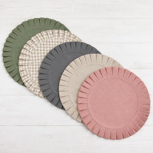 Juego de Manteles Individuales de Lino Francés de Lujo con Servilletas con Flecos para Boda, Servilletas de Lino y Algodón Bordadas con Diseño de Cuadrícula - Product Image 4