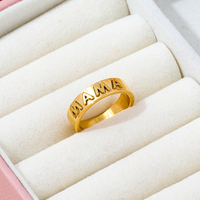 Fenny 18K Gold plattiert Mode brief graviert MAMA Band Muttertagsgeschenk Ring Edelstahl Großhandel Schmuck Form Frauen