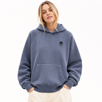 Sweat à capuche basique pour femme, personnalisé, en molleton épais 100% coton 450 GSM, respirant, effet délavé vintage, à manches raglan, vierge, vente en gros