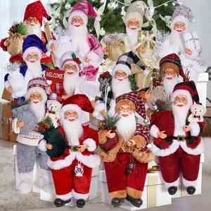 Figurine de Père Noël de 12 pouces en position assise, poupée de Père Noël, objet de décoration pour fenêtre, cadeau de Noël - Product Image 5