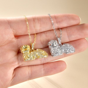 Collier Pendentif Zircon Unisexe en Cuivre Écologique Plaqué Or 14 carats, Fabrication Chinoise, Bijoux Porte-Bonheur, Vente en Gros - Product Image 6