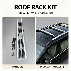 Barres de toit en acier inoxydable pour <span class=keywords><strong>Mercedes</strong></span> Classe V W447 V260 <span class=keywords><strong>Vito</strong></span> - <span class=keywords><strong>Porte</strong></span>-bagages de toit (Noir/Argent) - Product Image 2