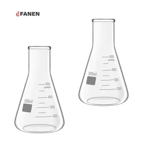 Fanen Equipo de laboratorio Laboratorio Erlenmeyer Frasco Vaso de vidrio Frasco Erlenmeyer cónico