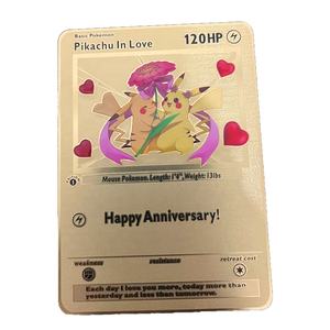 無料サンプル + デザインカスタムステンレススチールメタルゴールドブラックゲームカードピカチュウカリザードインラブI Choose You Cards - Product Image 3