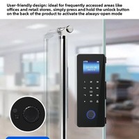 Porte en verre intelligente avec lecteur d'empreintes digitales, code, reconnaissance faciale, carte, serrure à glissière simple/double ouverture, sans perçage, pour bureau et magasin