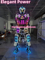 Costume LED Robot de Fête, Vêtements Lumineux sur Échasses, Déguisement LED d'Halloween, Combinaison et Casque LED