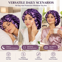 Bonnet de nuit en satin personnalisé, grande taille, réversible, double couche, élastique réglable, pour femmes, soin des cheveux, bonnet de nuit