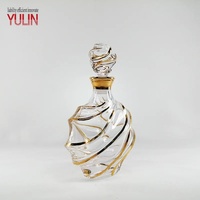 Carafe à whisky en cristal sans plomb de luxe avec bordure dorée, carafe à vin carrée en verre pour un cadeau de bar haut de gamme