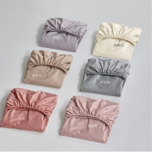Long Staple Cotton Satin Bed <b>Sheet</b> Set Pure Cotton <b>Fitted</b> <b>Sheet</b> Pillowcase Pair Solid Color Simple Style Wrinkle Free Double Bed - Product Image 1