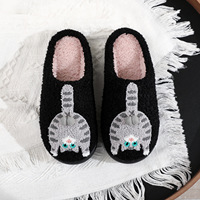 Chaussons d'hiver personnalisés, chauds, mignons, en fourrure douce, confortables, antidérapants, avec motif de chat au dos, pour femmes et hommes