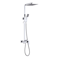 Sistema de Ducha de Latón para Montaje en Pared, 2 Funciones, Juego de Ducha de Lluvia Cuadrada Grande y Rociador de Mano, Kit Mezclador de Ducha para Baño