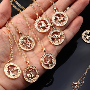 Bán Buôn Vàng Tử Vi Vòng 12 Chòm Sao Vòng Cổ Trang Sức Zodiac Dấu Vòng Cổ Mặt Dây Chuyền - Product Image 2