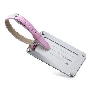 Tag alamat ID nama logam kualitas tinggi Tag bagasi Promosi besi tahan karat efek cermin tali kulit pribadi - Product Image 5