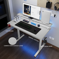 Vente en gros Bureau ergonomique électrique réglable en hauteur pour ordinateur de jeu blanc avec étagère de rangement