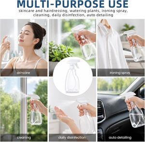 VANTUR - Botella Negra de Plástico PET de 300 ml con Pulverizador de Niebla Fina y Bomba Dosificadora, Personalizable con Logotipo, para Salón de Belleza y Eliminación de Ácaros - Product Image 5