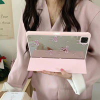 Étui de protection pliable à trois volets Ins Wind Pink Bow pour iPad Pro 11/10/10.5, finition miroir, housse pour tablette