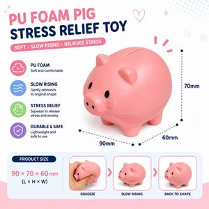 Jouet anti-stress personnalisé en mousse PU en forme de cochon, souple, à récupération lente, tirelire, cadeau promotionnel pour événements, écoles, cadeaux de marque - Product Image 3