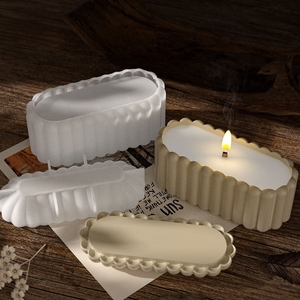 Early Riser Wave Stripe Oval redondo maceta molde <span class=keywords><strong>de</strong></span> silicona DIY aromaterapia vela taza molde <span class=keywords><strong>de</strong></span> <span class=keywords><strong>yeso</strong></span> para decoración del hogar - Product Image 4
