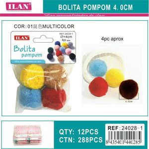 Pompon Iln Bolita 4,0 cm multicolore, fournitures d'artisanat - Product Image 1