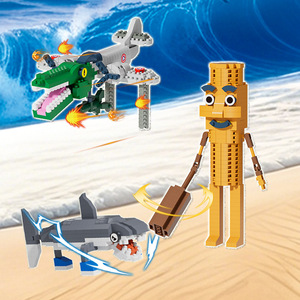 Cross-Border AI Edición en el extranjero Juguete de bloques de construcción Shanghaijing Stick Man Cocodrilo Bomber Shark Boy Modelo ensamblado de plástico - Product Image 1