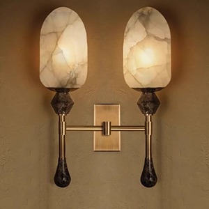 Minimalist Modern Metal Marble Wall Lamp Led Light Source E26 Bulb Base 220V Voltage Multi Head Chandelier For Bedroom Living - Product Image 1