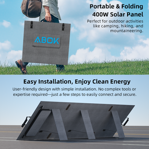 Panneau solaire portable pliable ABOK 400W, source d'énergie photovoltaïque pour stations de recharge, connexion en série - Product Image 4