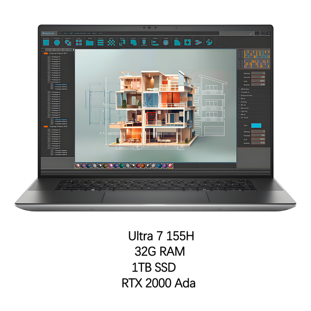 New Precision 5690 Ultra 7155H 32GB LPDDR5x 8GB RTX 2000 Ada 16" FHD 1TB SSD Win11 Mobile Workstation for 3D Modeling Rendering