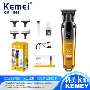 เครื่องตัดผมไฟฟ้าเคเมอิ Km1866 จอแสดงผล LCD แบบชาร์จไฟได้แบบ USB ปรับได้สำหรับใช้ในบ้านเครื่องตัดแต่งทรงผม - Product Image 4