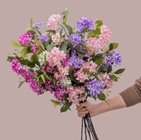 Bunga Hydrangea Buatan Vcare, Plastik Buatan Tangan Gaya Eropa, Bunga Tiruan untuk Dekorasi Pernikahan dan Rumah