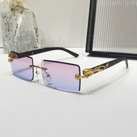 2024 classique doré léopard tête alliage métal Animal lunettes de soleil américain dégradé lentille mode rectangulaire nuances sans monture