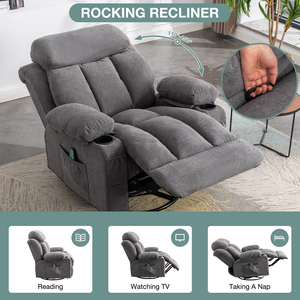 Sofá Reclinable Motorizado de Cine en Casa con Cuero Napa, Calefacción, Masaje Vibratorio de 8 Puntos y Control Remoto - Product Image 4