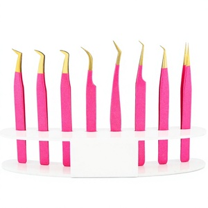 Pince à cils à pointe en fibre Volume Pince à cils classique Applicateur de pincettes à bottes Mega Volume en acier inoxydable avec logo personnalisé - Product Image 1