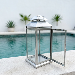 Wholesale Modern Style <b>Silver</b> Metal Candle Holder <b>Lantern</b> for Christmas Home and Outdoor Decoration Handmade Durable - Product Image 3