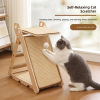 Winners-TQXM Arbre à chat en bois massif, combiné griffoir et lit pour chat, pliable triangulaire, style épuré, durable, sans peluches, peu encombrant
