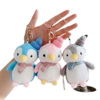 Porte-clés pingouin de 10 cm, jouets en peluche animaux, mini pingouin kawaii, porte-clés en peluche, jouets en peluche animaux marins personnalisés, porte-clés en peluche