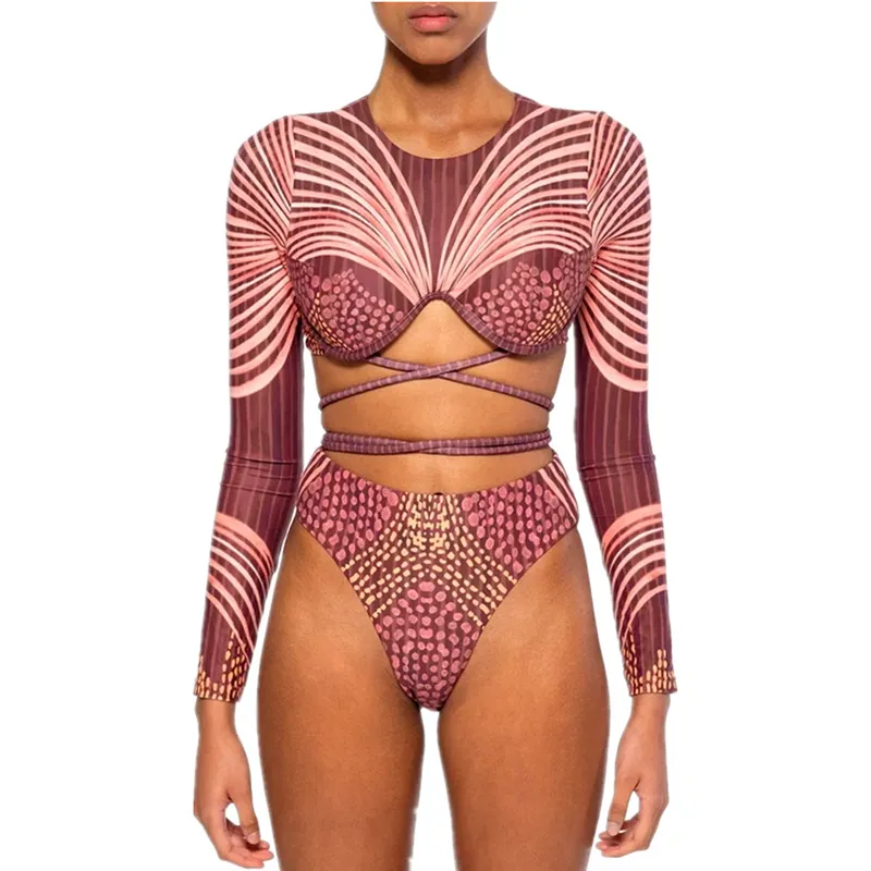 Bikini personalizado con estampado, ropa de playa, bañador de dos piezas, 2020