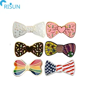 Wholesale Rainbow Flag Soft Enamel Pin Bowtie Custom Logo Bow Sprinkles Glitter Bow Tie Enamel Lapel Pins Anime Badges Women Bag