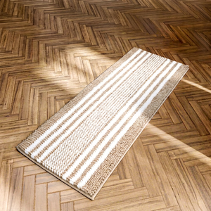 Dishemei Striped Rectangle Floor Mat Cream Beige Polyester Machine Washable Home <b>Rug</b> Bedroom <b>Entrance</b> Mat - Product Image 1