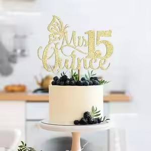 Adorno <span class=keywords><strong>de</strong></span> <span class=keywords><strong>Pastel</strong></span> <span class=keywords><strong>de</strong></span> Cumpleaños con Purpurina para Celebrar Aniversarios, Decoración para Pasteles <span class=keywords><strong>de</strong></span> Fiesta Temática - Product Image 4