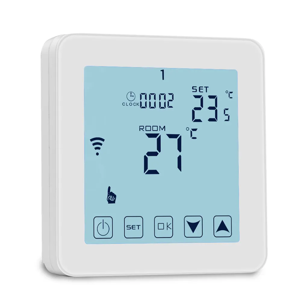 Thermostat WIFI intelligent avec écran tactile, vente en gros, pour salle de chauffage électrique au sol