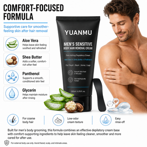 <span class=keywords><strong>Crema</strong></span> <span class=keywords><strong>Depilatoria</strong></span> Permanente de Marca Privada con Aloe Vera y Manteca de Karité, 5 Minutos, para Piel Sensible, Depilación Corporal para Hombres, Pecho y Espalda - Product Image 4