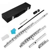 Woodwind Instrument Manufacturer Nickel Plated C Flute, 16 Closed Hole White Copper Flute With E Key Complete Accessory Kit