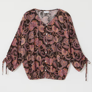 Phong cách Linen phụ nữ thời trang mùa thu in Crinkle-Kết cấu <span class=keywords><strong>Tops</strong></span> - Product Image 6