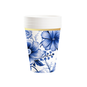 Juego de Vajilla Desechable DAMAI para Fiesta de Té, con Estampado de Flores Azules, Platos, Vasos y Servilletas de Papel - Product Image 6