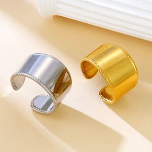 Wholesale 18K Gold Plated Vintage Women's Concave <b>Ring</b> <b>Adjustable</b> Opening Stainless Steel Jewelry for Wedding and Engagement - Product Image 6