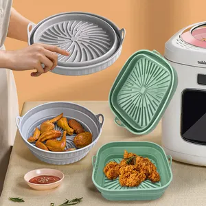 Multi-style Stock Wholesale Microwave Oven Liner Air Fryer Round Reusable Basket Collapsible Silicone Air Fryer Liner