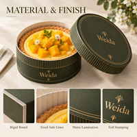 Boîte à tarte de luxe ronde en carton rigide avec couvercle séparé pour gâteau, pâtisserie, dessert, emballage cadeau
