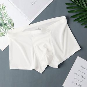 Calzoncillos bóxer de seda helada para hombre, estilo fresco de verano, ligeros, de una pieza, sin costuras, de tiro medio, para adolescentes. - Product Image 1