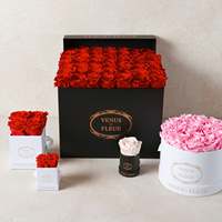 Boîte à fleurs en papier Saint Valentin boîte carrée à roses conservées boîtes à fleurs de luxe en gros
