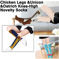 Chaussettes cadeaux drôles pour femmes Poulet Cluck Jambes Chaussettes folles Longueur au genou Chaussettes de mode personnalisées